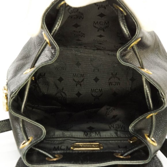 Auth Mcm Back Pack Bag Black Leather #27007M12 main image 5